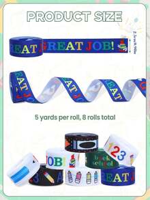 8 Rolls Back To School Grosgrain Ribbon 0.98 Inch Welcome School Ribbons School Bus Pencil Apple ABC Pattern Fabric Decorative Craft Ribbon For DIY Crafts Teacher Appreciation Gifts Wrapping, Room Decor, 40 Yards - Back to School Theme - View 9