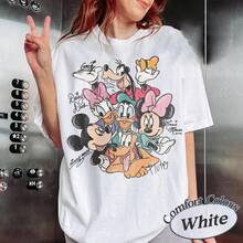 Disney Unisex Loose T-Shirt  Vintage  Mickey And Friends Signatures T-Shirt, Retro Mickey & Co Shirt, Disney Family Trip Shirt, Disneyland Friend Trip 2026 - trắng - Xem 1