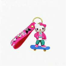 MINISO Sanrio Sporty Cartoon Keychain With Skateboard Figure Pendant Soft PVC Wrist Strap Bag Charm Key Ring Accessory For Backpack Purse Car Keys Office Desk Decoration And Everyday Carry Use Portable Fashion Style - Style1 - View 4