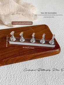 3D Long Rectangular Right-Angle Wavy Wood-Like Acrylic Resin Base With Aurora White Alloy Gold White K Nail Holder Practice Stand Set, Korean-Style Floral Laser DIY For Home, Outings, Women, Mom, Sister, Wife, Girlfriend, Wedding, Nail Salon, Beauty Parlor, Valentine's Day - Multicolor - View 16
