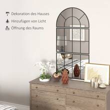 Three-Part Wall Mirror, Arched Mirror With Metal Frame, Decorative Window Mirror, Hanging Mirror For Bathroom Or Living Room, Black - 1PC - 查看 6