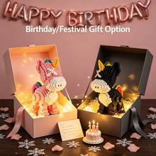 4900pcs Cute Rainbow Unicorn Micro Building Blocks Kit, 3D Animal Mini Particle Assembly Bricks, DIY Stress Relief Puzzle Figurine, Aesthetic Desktop Ornament, Birthday Holiday Gift For Girls Kids Room Decor Collectible Toy - Multicolor - View 6
