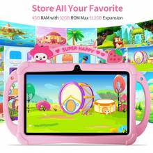 Kids Tablet, 7 Inch Android Tablet, 2GB+32GB, WiFi, IPS Screen, Parental Control, Games, Learning Educational Tablet For Toddlers - hồng - Xem 3