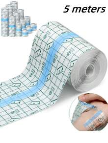 1 Roll 5m Extended Waterproof Bandage, Suitable For Swimming, Tattoo Transparent Bandage, Shower Tape, Prevents Skin From Getting Wet, Keeps Dry, Essential For Outdoor Camping - White - View 2