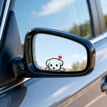 2pcs Creative Cute Cartoon Car Stickers/Heart Puppy Rearview Mirror Window Body Stickers/Electric Vehicle Car Scratch Cover Stickers - Puppy Decorative Stickers - View 3