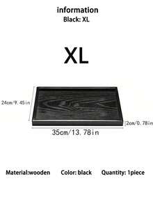 1PC/3PCS Black Wooden Rectangular Round Tray, Home Dining Plate Dessert Plate, Hotel Restaurant Coffee Plate, Tea Plate, Fruit, Sushi, Steak, Bread, Dim Sum Solid Wood Display Plate, Clear Texture Water Glass Plate - Black - View 21
