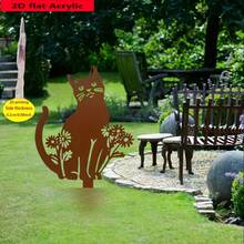 2D Flat, 1pc Silhouette Cat, Acrylic Garden Art Stake - Cute Animal Design, Outdoor Decor, Durable Material, Lawn Art Marker, Patio Yard Decoration, Vintage Style, Perfect Gift - A - View 6