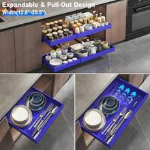 Mustorn - organizadores gabinetes extraíbles cajones expandibles para gabinetes cocina cajones extraíbles para despegar y pegar estantes deslizantes resistentes para clóset - Azul - Ver 3