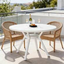Round Dining Table, Kitchen Table, Elegant White Dining Table, Reception Table, Wine Table, Coffee Table (Dining Table Only) - White - View 2