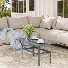 Metal Side Table/Balcony Table With Slatted Design, Weatherproof, Coffee Table/Garden Table, Easy-Care Sofa Table/Outdoor Table For Balcony, Garden, Terrace, Veranda, 91.5 X 55 X 45 Cm, Dark Grey - Dark Grey - View 3