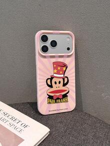 Paul Frank 授權液態矽膠手機殼，全機身防震相機保護，卡通猴子魔術師領結字母光束圖案，新設計適用於 iPhone 13/14/15/16/17 Pro Max - 彩色 - 查看 2