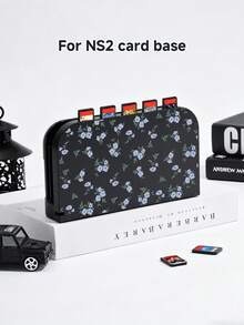 一套简约花卉图案兼容配件，适用于Switch2 (2025)/Switch NS/Switch OLED，包括白色/黑色主机保护壳、手柄保护套、收纳袋、卡槽底座、TPU软壳，优雅实用，便携式支架，防摔防刮防污，时尚浪漫礼物。 - 彩色 - 查看 6