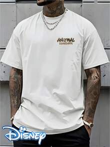 Disney Animal Kingdom Mickey Mouse Pattern Pure Cotton T-Shirt, Men's Round Neck Short Sleeved Casual T-Shirt, Summer Streetwear Top - trắng - Xem 2