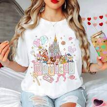 Disney Unisex Loose T-Shirt  My First Disney Trip 2026 Matching Shirt Disney Castle Mickey And Friends Magical Pastel Tshirt Disneyland Family Holiday Vacation 2026 Trip - trắng - Xem 1