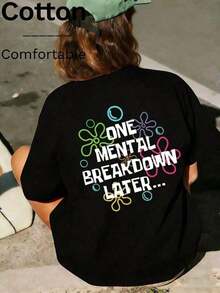 T-shirt da donna in cotone a maniche corte e scollo rotondo, ampia e comoda, con il design di Squidward di , in rosa e bianco, carina e divertente, adatta per attività genitore-figlio, abbigliamento da casa e incontri casual quotidiani. Moda donna primavera/estate 2026, abbigliamento casual da donna, camicia da donna a maniche corte, t-shirt da donna a maniche corte e scollo rotondo. - nero - Visualizzare 5