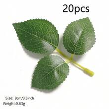 10/20/50件人造植物批發玫瑰葉裝飾，仿真綠色填充裝飾，逼真質感的植物，適用於婚禮花束/桌上中心裝飾、花園/盆栽和花藝布置 - 綠色 - 查看 10