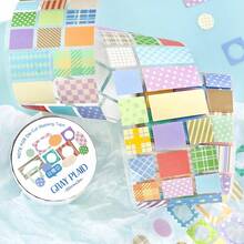 1 Roll Colorful Geometric Patterned Washi Tape, Cute Heart & Star Designs, Suitable For Scrapbooking, Planner Decoration, DIY Crafts, Stationery Supplies - 1 Roll - View 8