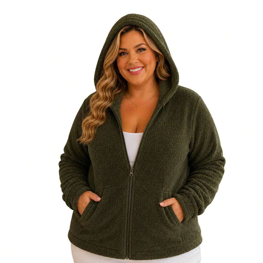 Plush Teddy Coat With A Soft Touch And Perfect Comfort For Cold Winter Days! 12925.C1 - 綠色 - 查看 1
