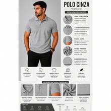 Camisa Polo Caminhão Caminhoneiro Masculino Gola Polo - Cinza Claro - Visão 5