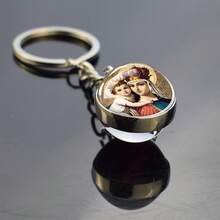 1 pieza Llavero cristiano, San Antonio, San Miguel, San Francisco, Santa Teresa Llavero de bola de cristal, amuleto de la suerte, regalo para el Día de San Patricio - estilo - Ver 22