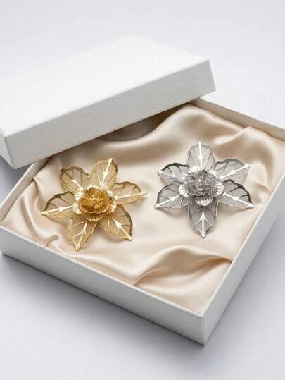 Vintage Floral Brooch, Leaf Vein Texture Pin, Versatile For Work And Dating