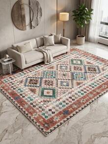 1 pieza Alfombra multicolor de diamante para sala de estar, adecuada para cocina, comedor, dormitorio, decoración de habitación festiva, interior/exterior, oficina, vestíbulo, felpudo antideslizante, alfombra de baño, pasillo, alfombra de área de estudio y juegos - Multicolor - Ver 7