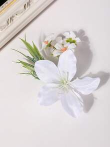 1件花卉時尚高端髮夾髮飾 - 66255白色 - 查看 3