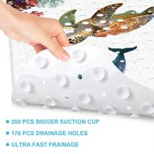 1pc PVC Thickened Non-Slip Bathroom Mat, Watercolor Underwater Coral Sea Turtle Dolphin Stingray Print With Suction Cups, Foot Massage Mat, Bathroom Pool Elderly Pet Universal Wear-Resistant Easy Clean Anti-Slip Bath Mat - View 5