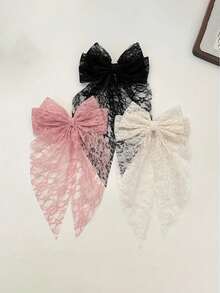 3 Peças Presilhas de Cabelo com Laço de Renda para Mulheres, Acessórios de Cabelo com Fita Longa de Bordado de Fada Doce e Elegante, Design de Bordado de Malha Estilo Floresta, Adereços de Decoração para Casamento e Noiva, Acessórios para Apresentação em Palco, Cosplay e Festa, Adequado para Ocasiões Especiais como Presentes Requintados para Família ou Amigos da Escola - Multicolorido - Visão 15