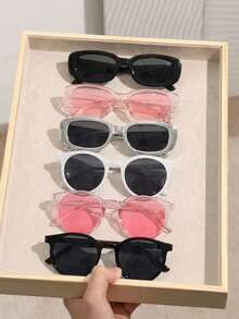 6 Pairs Personalized Retro Ultra-Lightweight Round Frame Candy Color Street Style Fashion Glasses - Multicolor - View 2