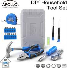 Apollo Tools 20 Piece Compact Diy Household Tool Set Book Sized Home Repair Kit With Hammer Screwdrivers Wrench Bits Case Portable For Apartment Dorm Office Every Day Blue Gray Dt1031 - 20 Piece Compact DIY Household Tool Set - 查看 2