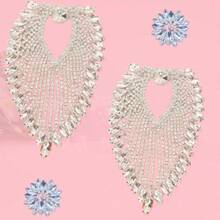 1pc 8.5x13cm Oval Claw Chain Crystal Tassel Decor - Sewing Crystal Applique DIY Craft Bridal Decoration Accessory For Women - Tassel - View 18