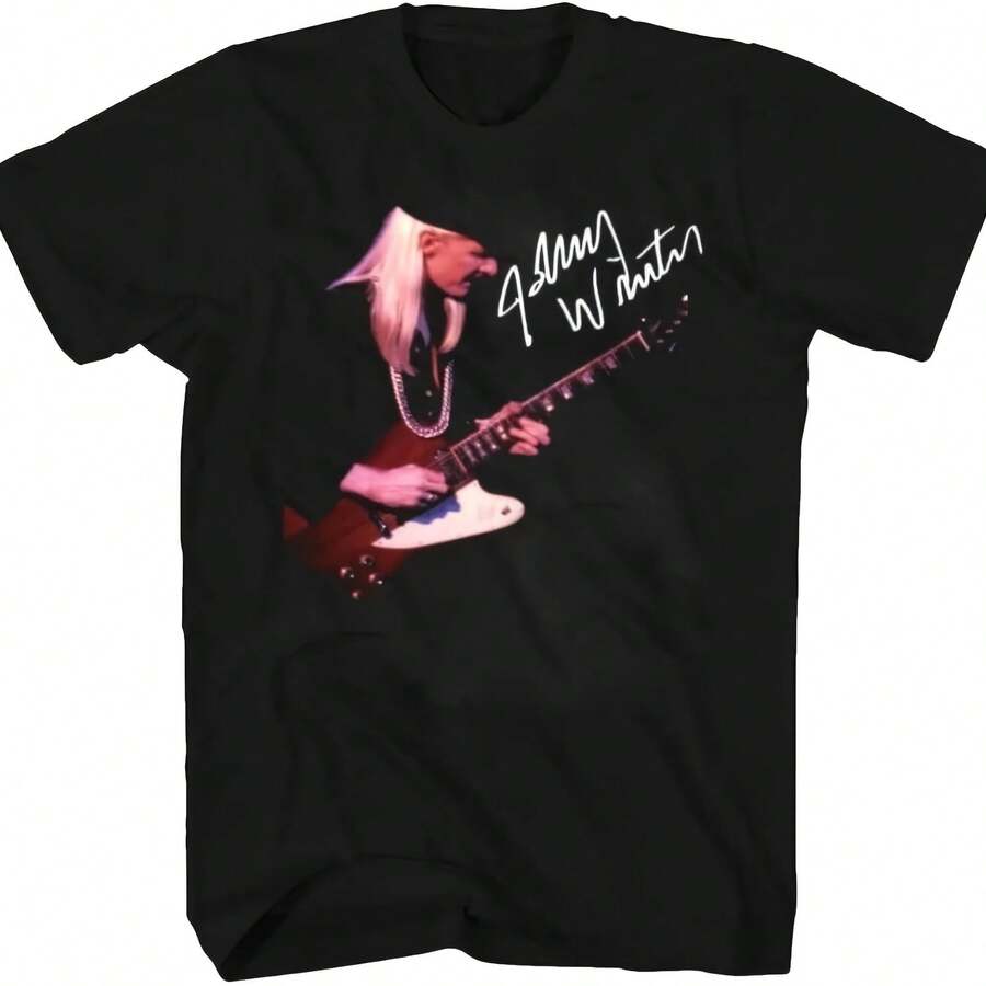 Johnny Winter Signature Album Unisex Cotton Shirt All SizeBlack - Black - View 1