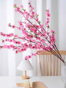 1pc Elegant Artificial Peach Blossom Branch - Decorative Flower For Garden, Suitable For Anniversary, Wedding, Easter, Birthday, New Year, Indoor/Outdoor Holiday Decor, No Power Source, Container Not Included - Pink - View 8
