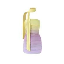 Vestido corto ajustado sin tirantes con efecto degradado de color, sexy y atractivo, para mujer, estilo celebridad de internet. - Rosa - Ver 3