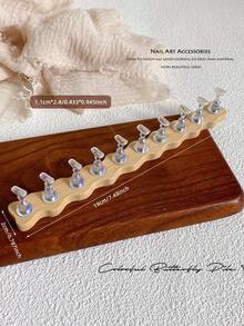 3D Long Rectangular Right-Angle Wavy Wood-Like Acrylic Resin Base With Aurora White Alloy Gold White K Nail Holder Practice Stand Set, Korean-Style Floral Laser DIY For Home, Outings, Women, Mom, Sister, Wife, Girlfriend, Wedding, Nail Salon, Beauty Parlor, Valentine's Day - Multicolor - View 23