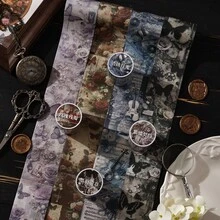 Dark Shadow Tape - Butterfly Retro Palace Theme Scrapbooking DIY Material Decorative Sticker, Suitable For Scrapbooking, Diary, Notebook Labeling, And Decorating Phone Cases And Laptops, Reusable - A - View 3