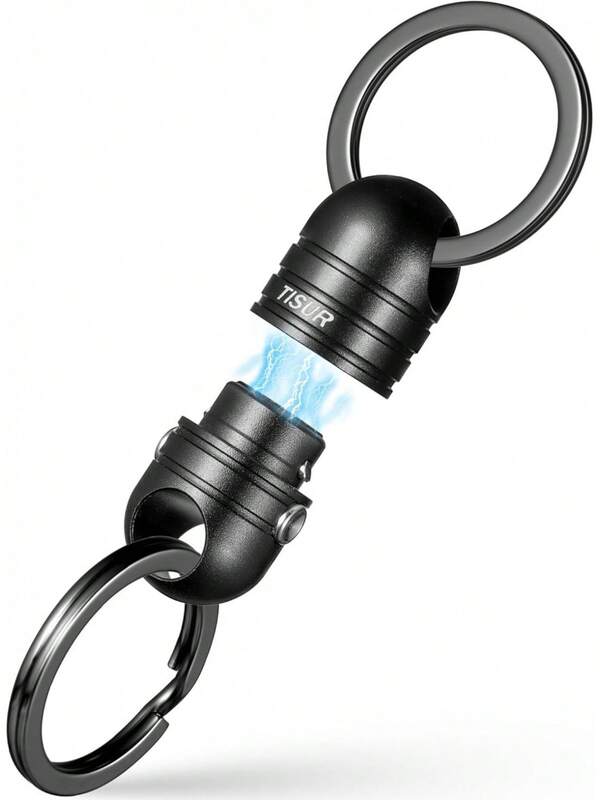 TISUR Llavero de liberación rápida, conector de anillo de llave con soporte magnético, anillos de cadena desmontables para llaves de coche de hombres y mujeres