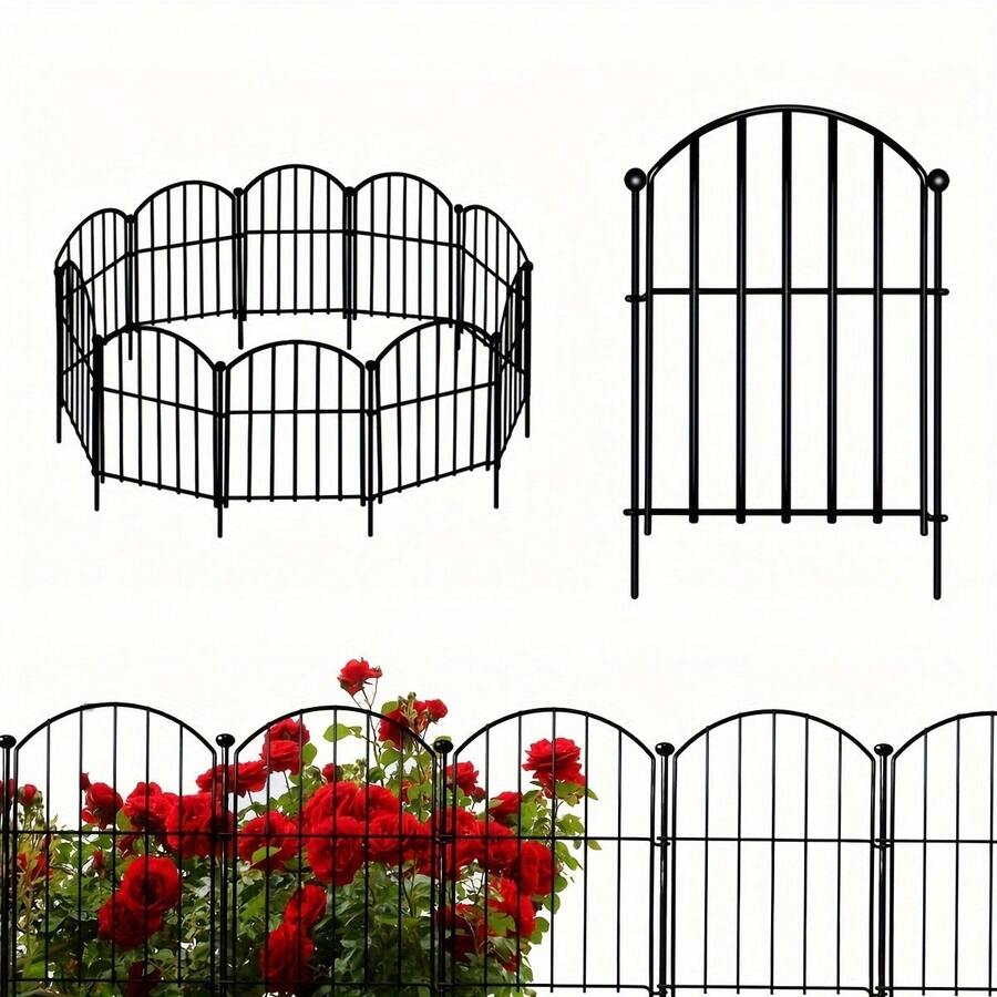 Decorative Garden Fence 17in X10ft 10/12 Pack Rustproof Metal No Dig Fence Animal Barrier Arched Flower Bed Edging Ornamental Wire Border Panel For Yard Patio Outdoor