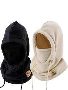 1 pieza/2pcs Gorro de invierno unisex cálido y a prueba de viento, gorro de forro polar para exteriores, gorro con cordón a prueba de viento, con etiqueta de costura con letra, cubierta de cabeza a prueba de viento, adecuado para ciclismo de montaña, gorro con máscara facial para motocicleta, gorro bufanda todo en uno a prueba de frío, esencial para andar en motocicleta - Multicolor - Ver 23