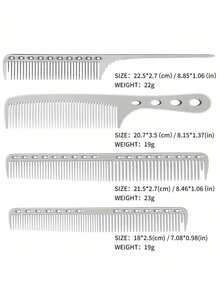 CTZIHGAO 1/4入不鏽鋼錐尾髮梳，採用航太鋁合金材質，適用於長短髮。此款防靜電造型梳可用於剪髮、打薄與撫平髮絲。輕巧設計，適合髮型師、理髮師及日常沙龍使用。 - 彩色 - 查看 5