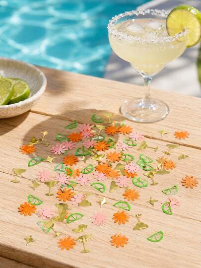 100/10pcs Set Multicolor Confetti - Vibrant Green, Orange And Pink Paper Table Decorations Suitable For Martini Cocktails, Bachelorette Parties And Summer Celebrations, Party Supplies | Vivid Multicolor Confetti | Metallic Sheen