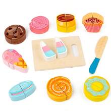 Montessori Early Education Wooden Food Cutting Toy, Fruit/Vegetable/Food/Dessert Multi-Theme Play Kitchen Toy, Children's Game, Boy Game, Girl Game, Fruit And Vegetable Recognition, Develop Hand-Eye Coordination, Improve Fine Motor Skills, Cultivate Finger Flexibility, Train Grasping Ability, Cultivate Concentration, Cultivate Calmness, Parent-Child Interaction Toy, Suitable For Christmas, Easter, Halloween, Birthday Gift - Multicolor - View 10