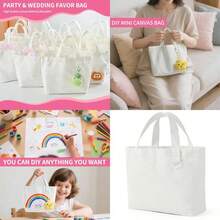 2 Paquete de 24 bolsas pequeñas de lona mini bolsas a granel para mujeres bricolaje en reutilizable bonita bolsa de sublimación - Blanco - Ver 1