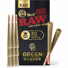 Cones Black King Size: 50 Pack - Translucent, Fine Pre Rolled Cones Tips, Patented Slow Burn, RAWthentic, 109mm - Vua Đen + 50 quân bài (Gói 1) - Xem 2