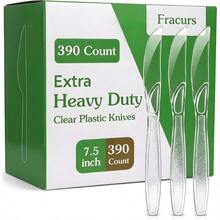 390 Count Plastic Knives Heavy Duty 5 Premium Disposable Plastic Knives Bulk, BPA- Heat Resistant, Solid And Sturdy Knives Parties, Events And Everyday Use - Multicolor - View 2