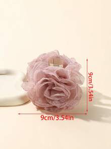 1件女款 9cm/3.54英吋 素色大號網格玫瑰花抓夾，度假風髮夾，適用日常/約會/通勤的多功能髮飾 - 粉色 - 查看 3