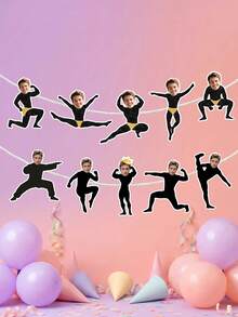 5/10/15 cái Banner tiệc nam vận động viên thể dục tùy chỉnh ảnh, Banner nhào lộn mặt hài hước cá nhân hóa với các chi tiết cắt lấp lánh, Banner lấp lánh cho lễ kỷ niệm trẻ em/thanh thiếu niên, tiệc độc thân cô dâu và đêm hội con gái - Nhiều màu - Xem 3
