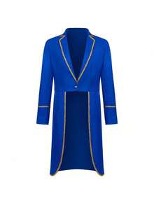 Cos Retro Medieval Costume For Men, New For Spring And Autumn, Red Coat, Fake Two-Piece Ball Gown Costume For Cosplay - Vintage Gold-trimmed Swallowtail Coat In Blue - View 6