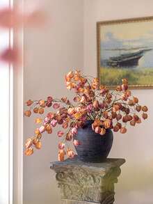 1pc Artificial Physalis Pod Artificial Lantern Spray Faux Chinese Japnese Lantern Branch 38inch Fake Fall Plant For Autumn Home Aesthetic Decor Festival Thanksgiving Decorations - Multicolor - View 10